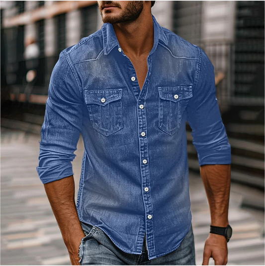 Image of Brandon | Men's Button-Down Denim Shirt