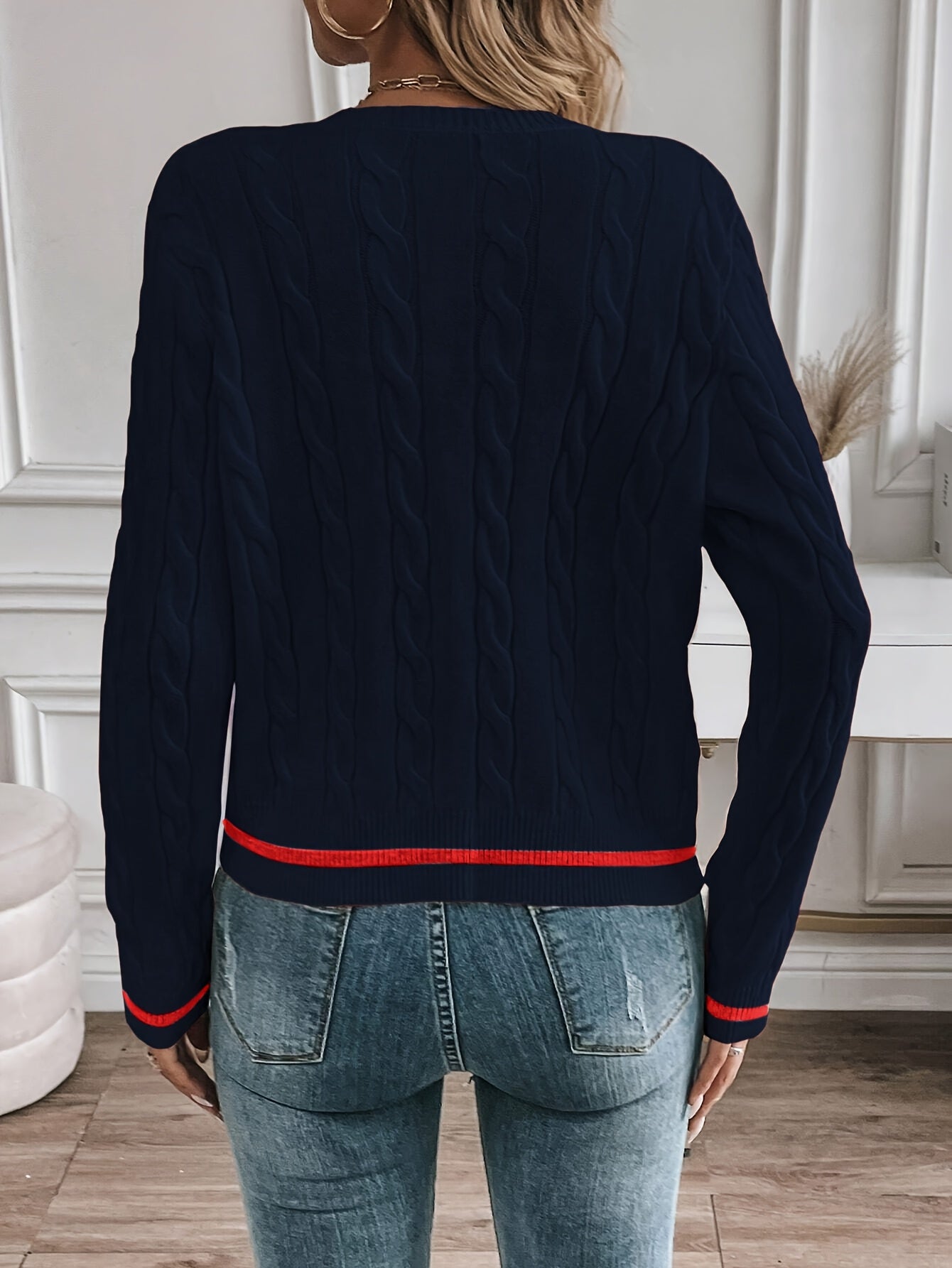 Image of Brianna | Women's Cable Knit Button-Front Cardigan