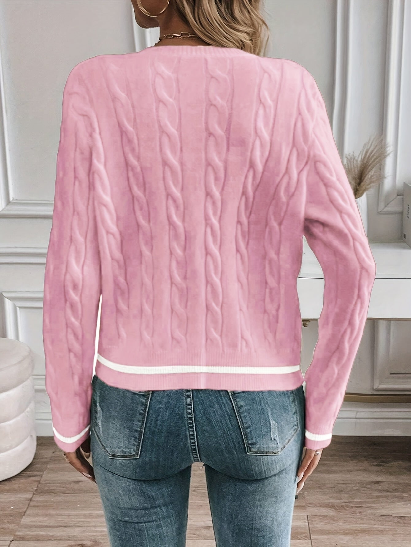 Image of Brianna | Women's Cable Knit Button-Front Cardigan