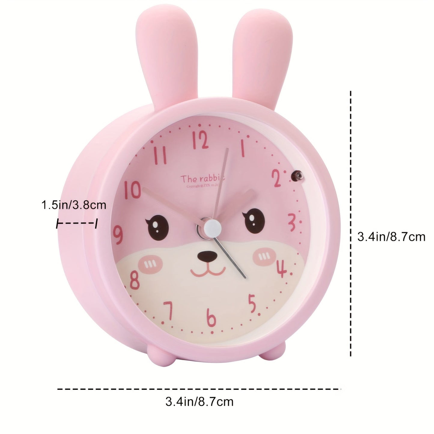 Bunny Analog Alarm Clock | Silent Movement & Night Light | Compact