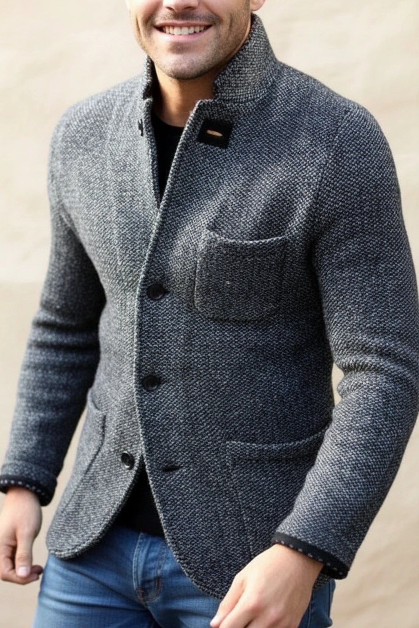 Causal Stand Collar Jacket for Men