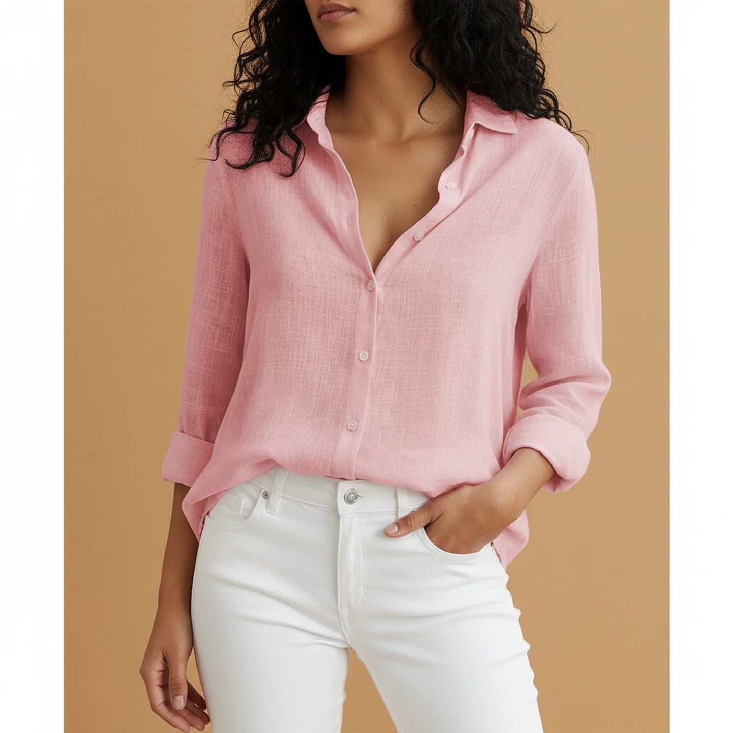 Button-Down Long Sleeve Blouse for Women