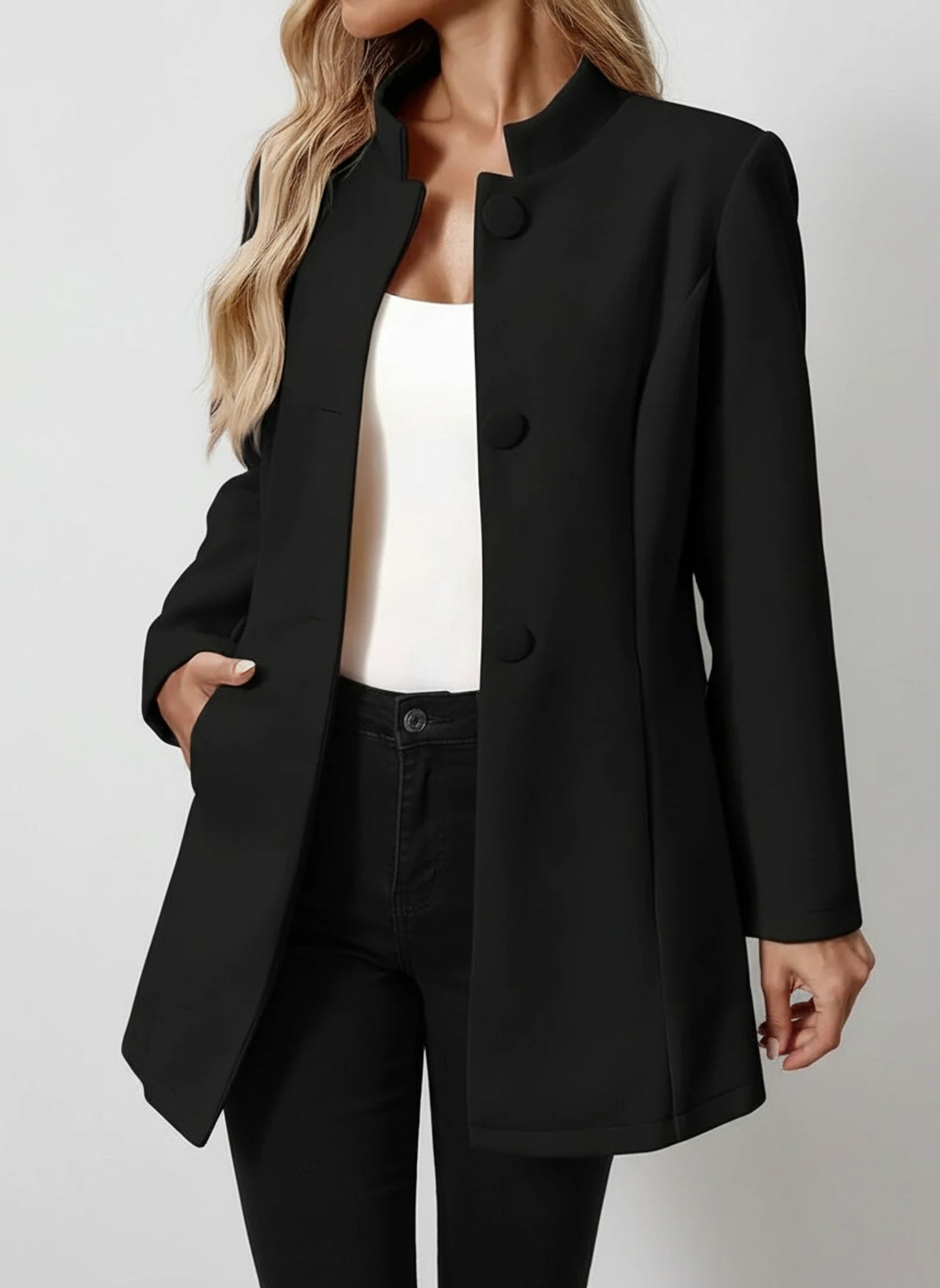 Button Front A-Line Jacket for Women