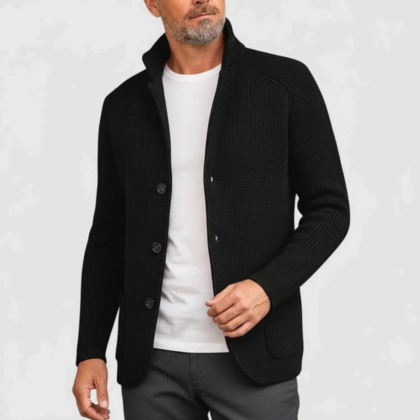 Button-Front Cardigan for Men AI replaced image