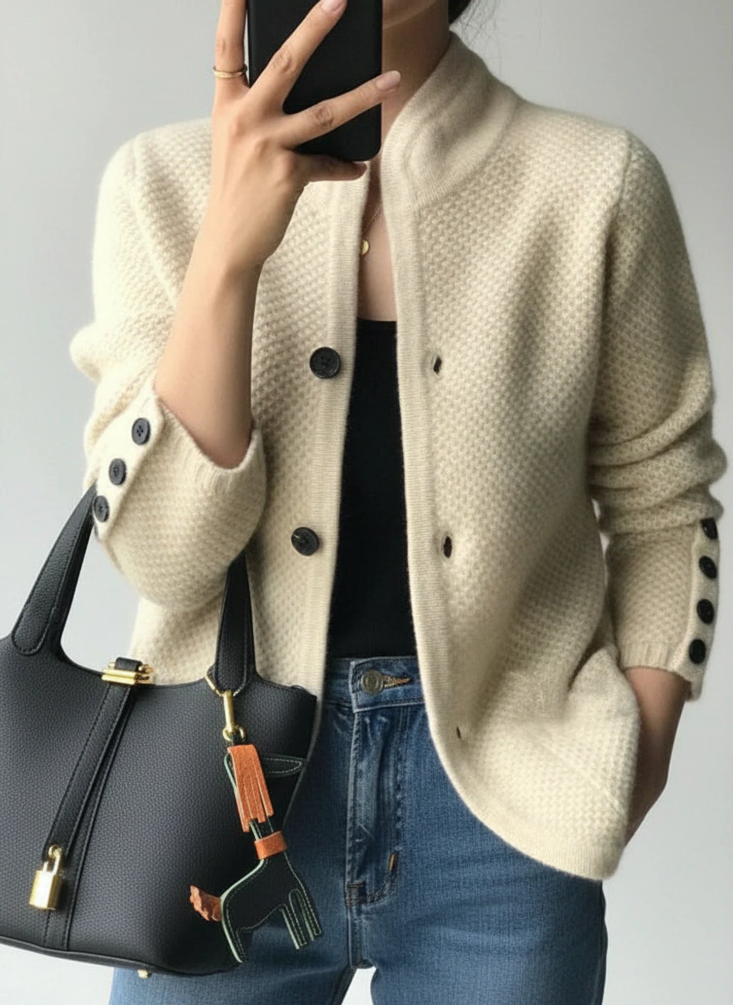 Button-Front Cardigan Jacket for Women