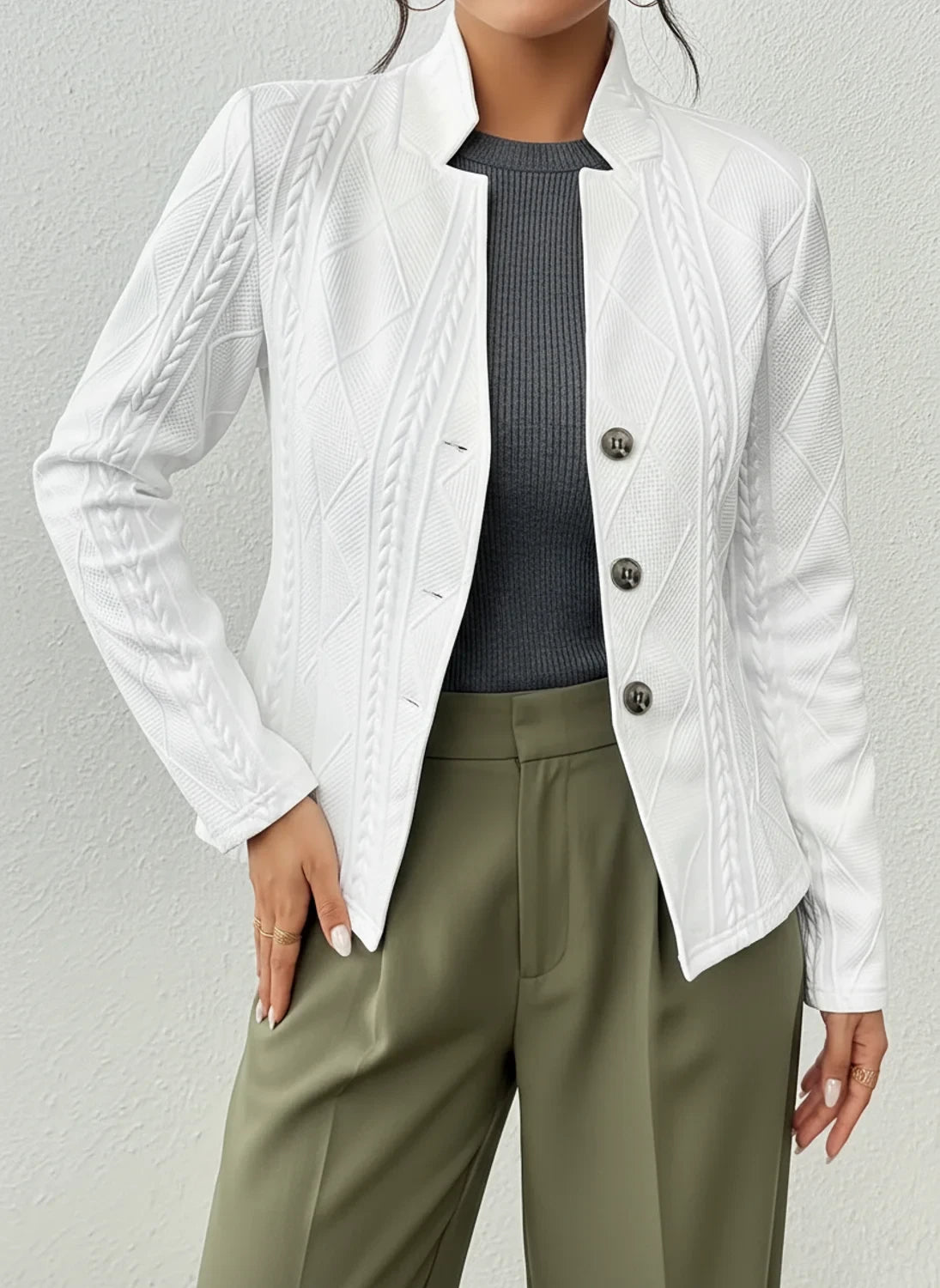 Button-Front Fitted Jacket for Women AI replaced image