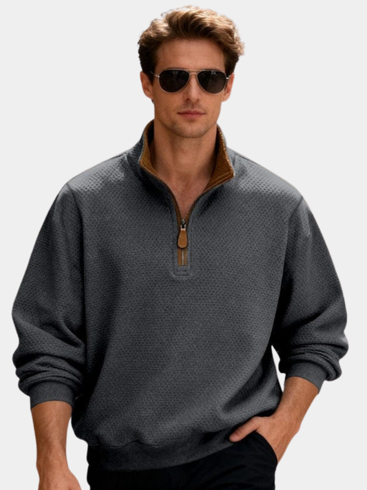 Image of Caleb | Men's Quarter-Zip Textured Pullover Sweater