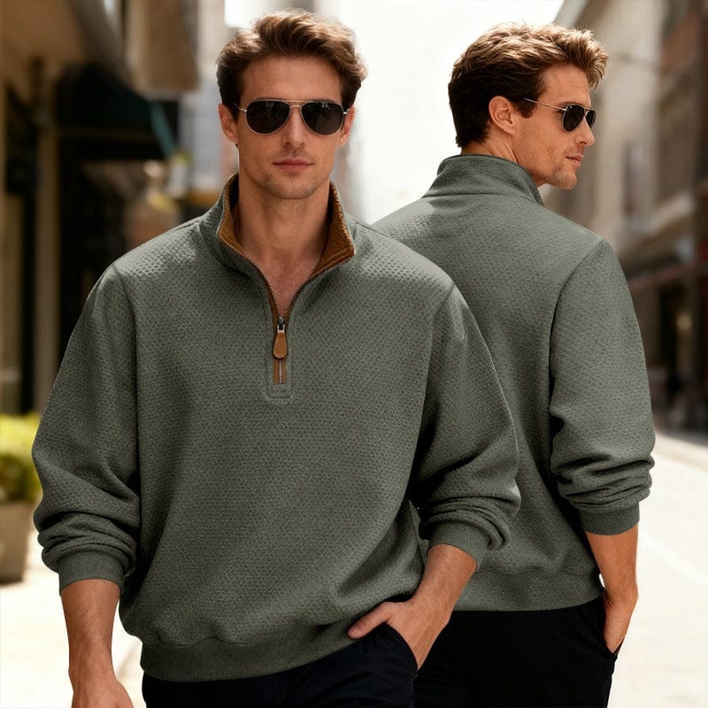Image of Caleb | Men's Quarter-Zip Textured Pullover Sweater
