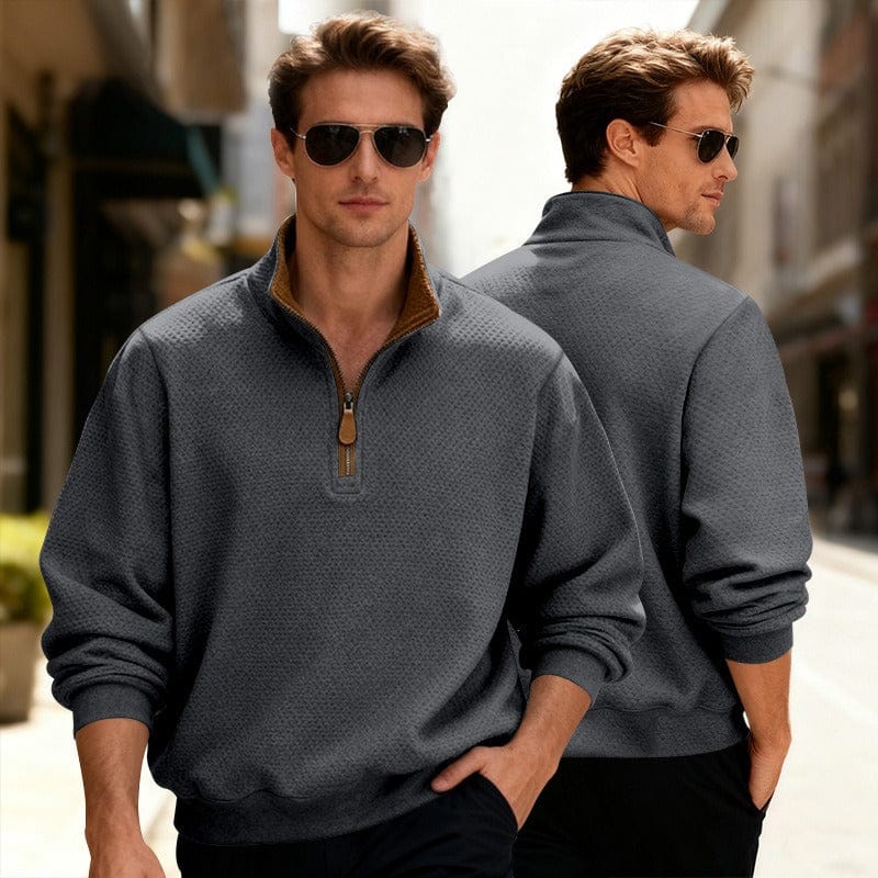 Image of Caleb | Men's Quarter-Zip Textured Pullover Sweater