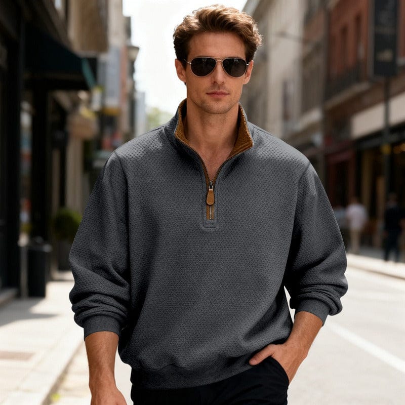 Image of Caleb | Men's Quarter-Zip Textured Pullover Sweater