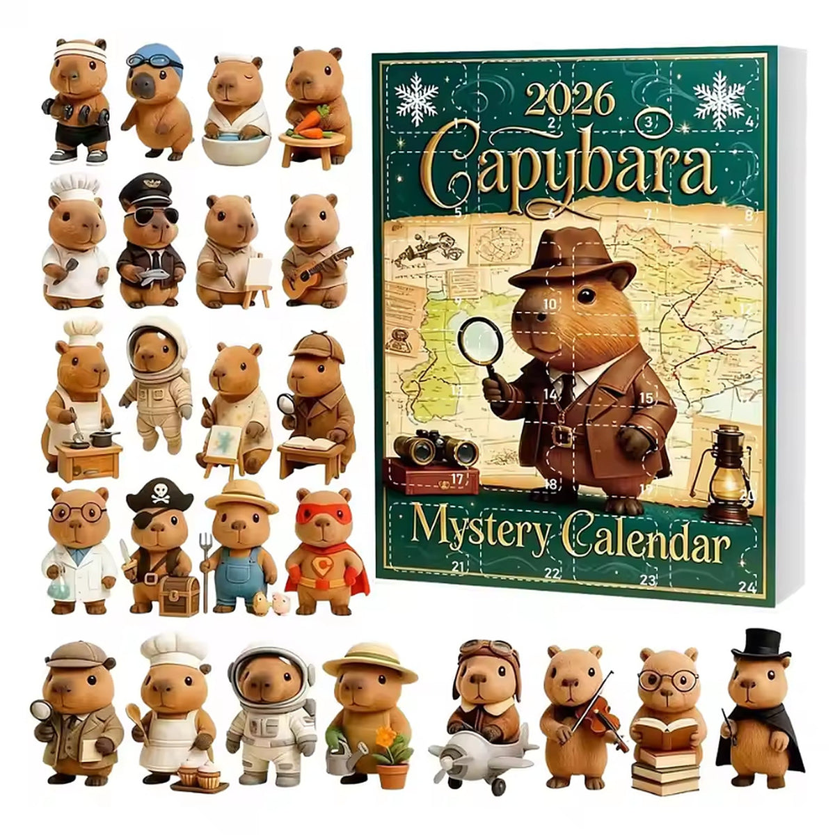 Capybara Advent Calendar 2026 - 24 Acrylic Christmas Tree Ornaments