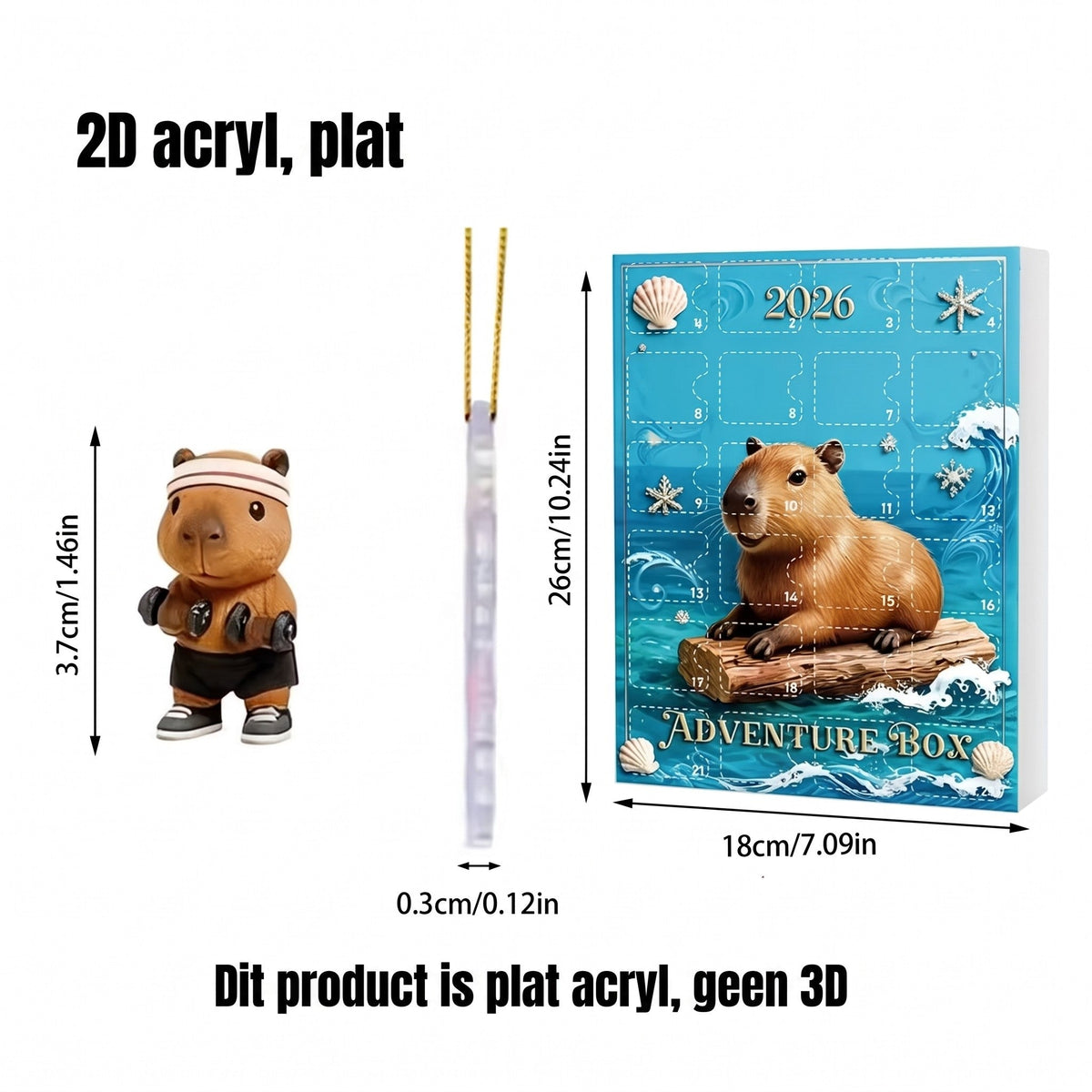 Capybara Advent Calendar 2026 - 24 Acrylic Christmas Tree Ornaments