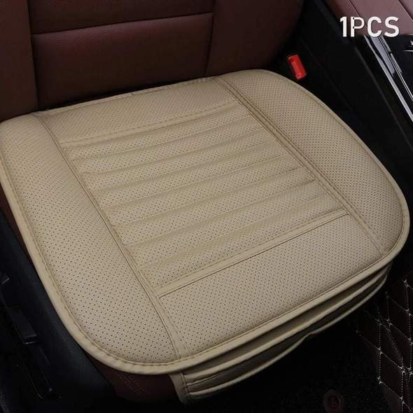 Car Seat Cushion with Leather Cover and Bamboo Charcoal for Front or Rear Seat