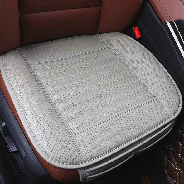 Car Seat Cushion with Leather Cover and Bamboo Charcoal for Front or Rear Seat