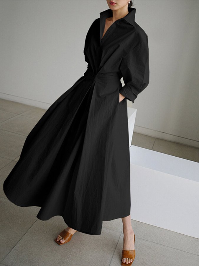 Image of Cara | Women's V-Neck A-Line Midi Dress
