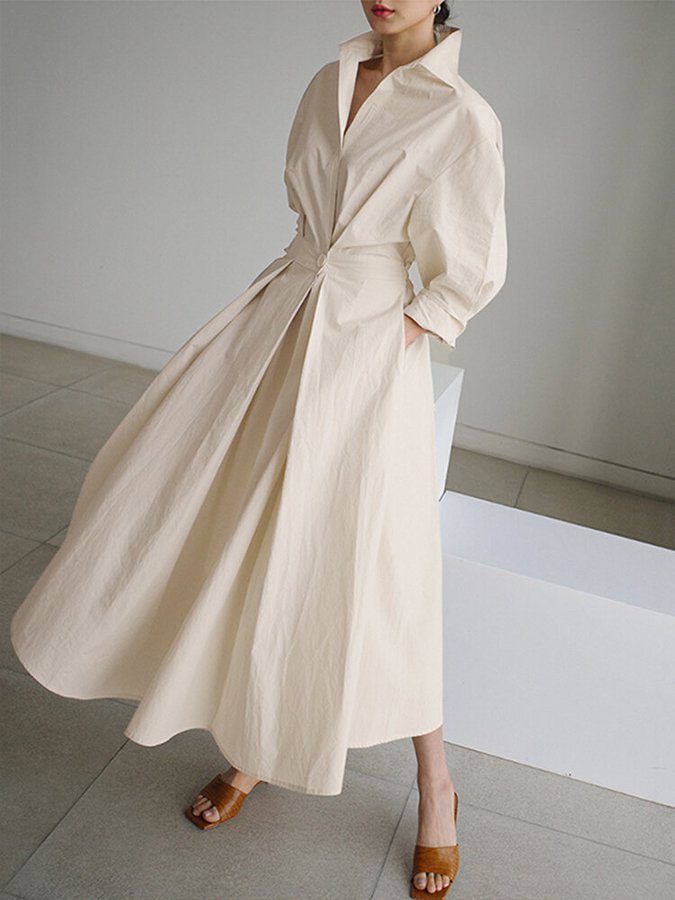 Image of Cara | Women's V-Neck A-Line Midi Dress