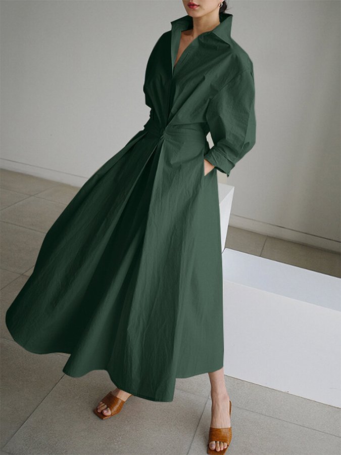 Image of Cara | Women's V-Neck A-Line Midi Dress