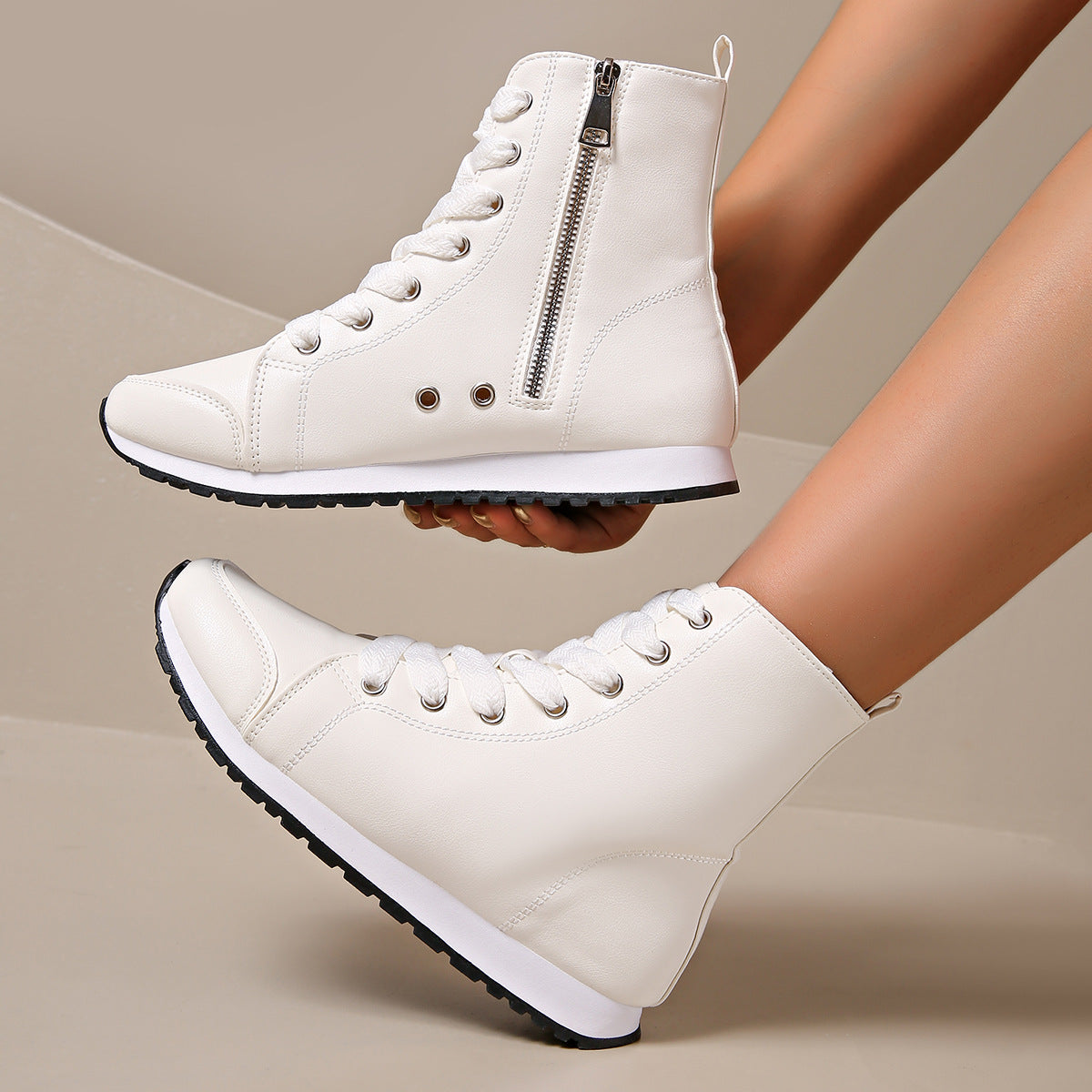 Image of Carl | Unisex High-Top Faux Leather Sneaker