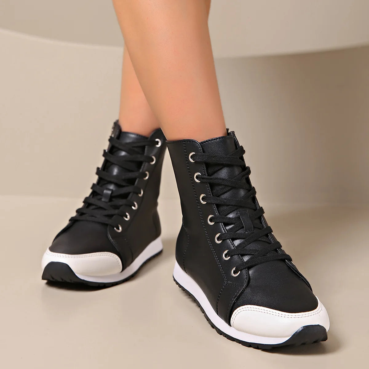 Image of Carl | Unisex High-Top Faux Leather Sneaker