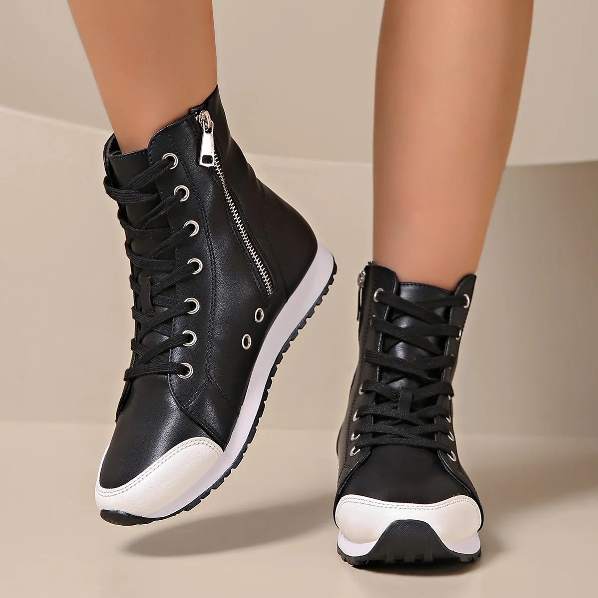 Image of Carl | Unisex High-Top Faux Leather Sneaker
