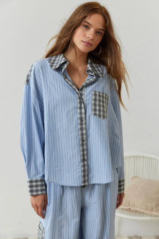 Image of Carolyn | Women's Long Sleeve Striped Two-Piece Set