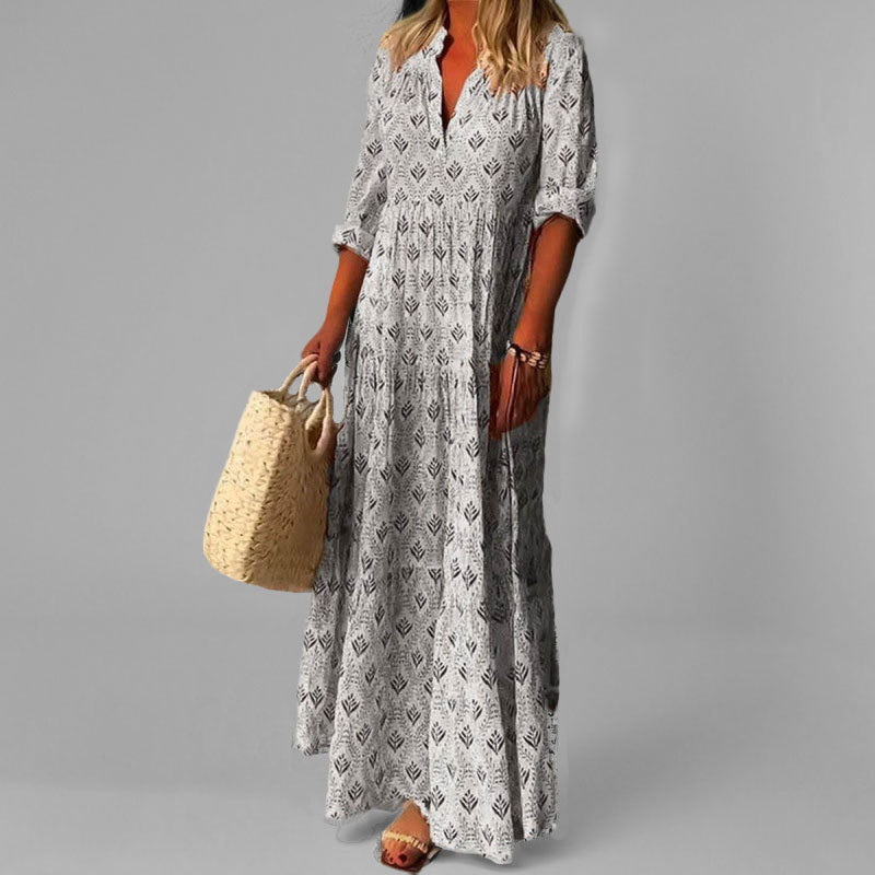 Image of Cassandra | Women's V-Neck Boho Maxi Dress