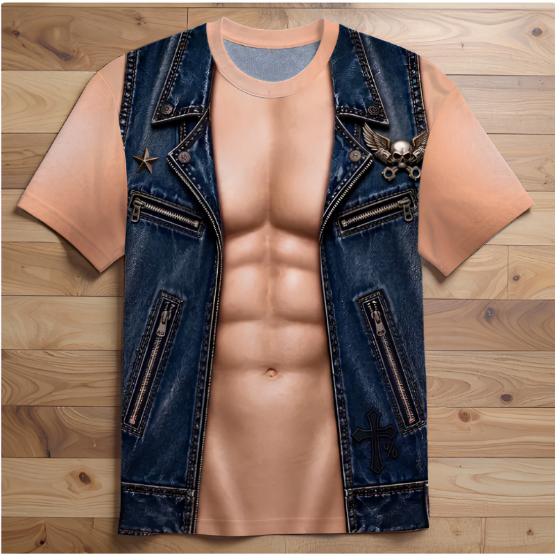 Casual, Fun and Playful Muscle-Print T-Shirt