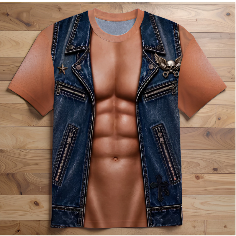 Casual, Fun and Playful Muscle-Print T-Shirt