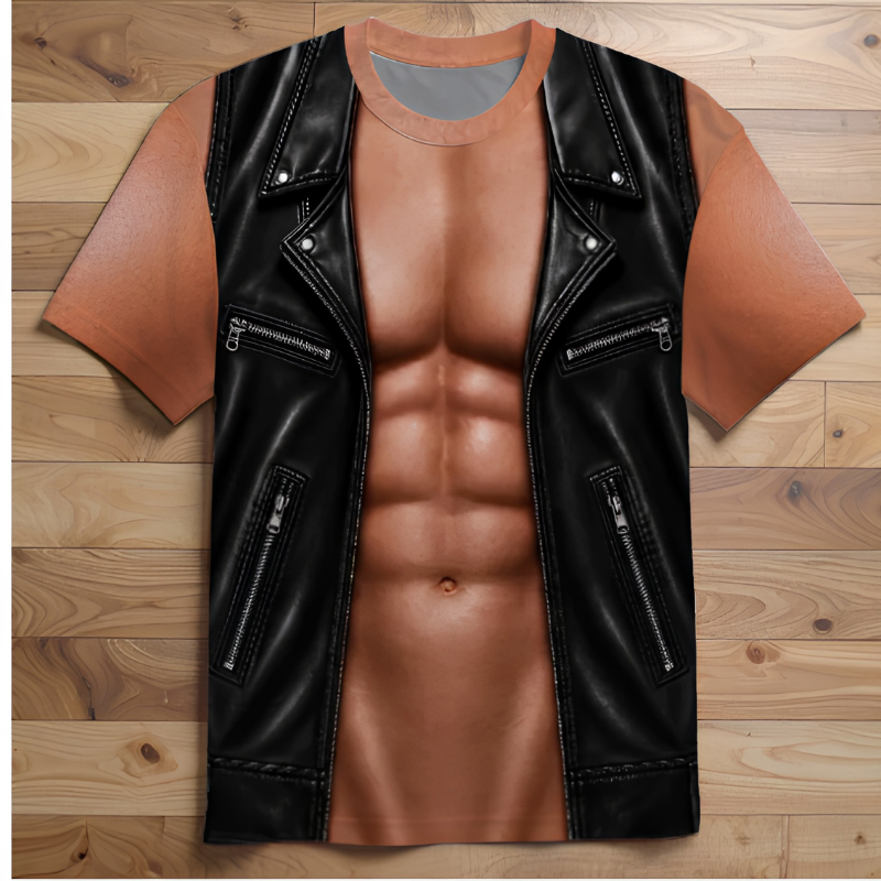 Casual, Fun and Playful Muscle-Print T-Shirt
