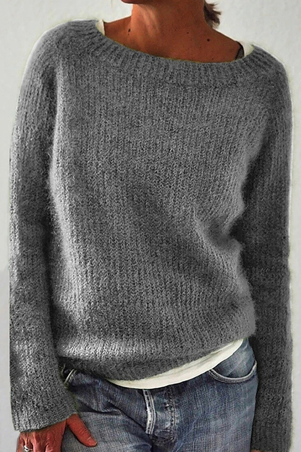 Casual Solid Basic Crew Neck Sweater