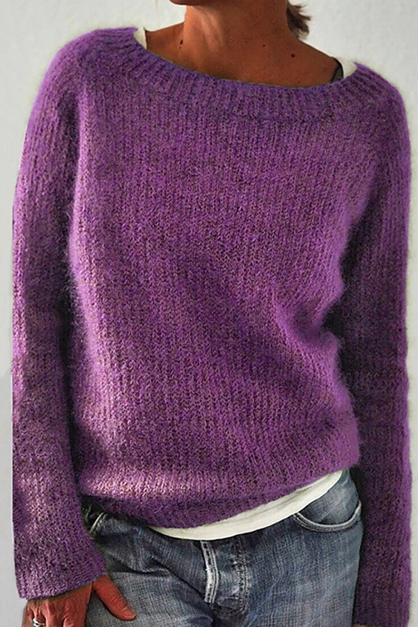 Casual Solid Basic Crew Neck Sweater