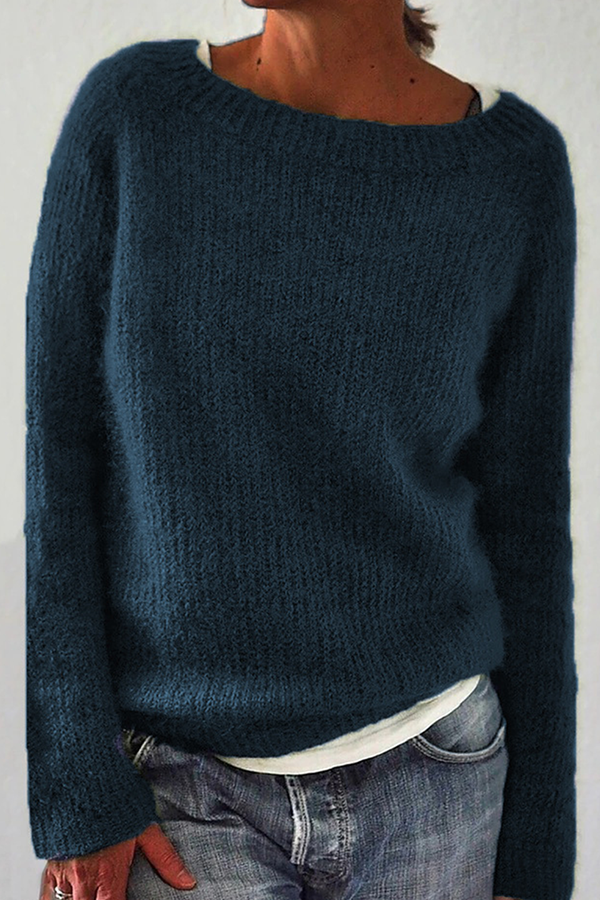 Casual Solid Basic Crew Neck Sweater