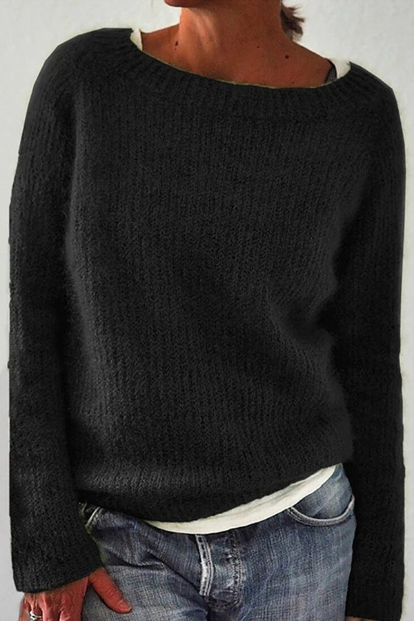 Casual Solid Basic Crew Neck Sweater