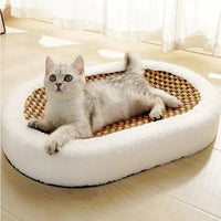 Cat Scratcher Bed and Couch with Plush Fleece Bolster and Woven Mat Cave
