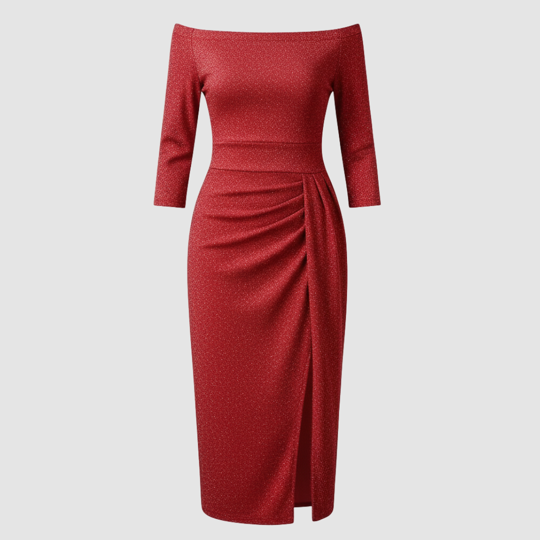 Image of Charity | Women's Off-the-Shoulder Midi Dress