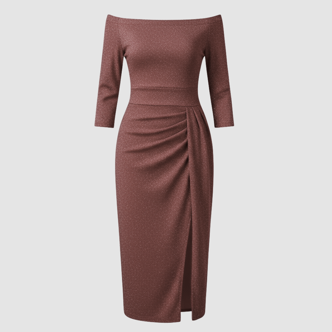 Image of Charity | Women's Off-the-Shoulder Midi Dress