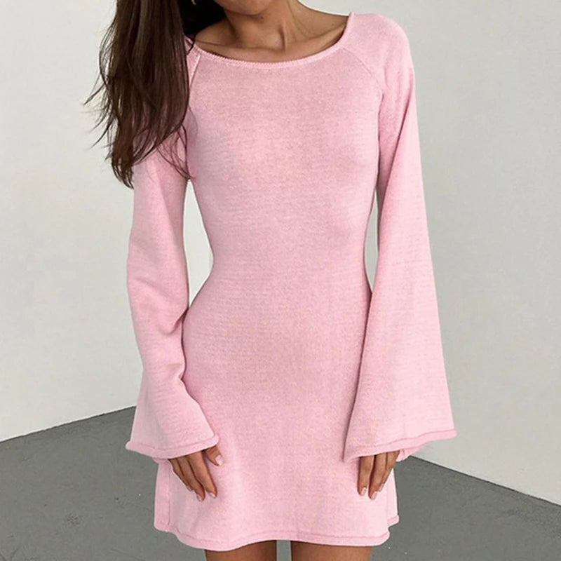Image of Chelsea | Women's Long Sleeve Backless Mini Dress
