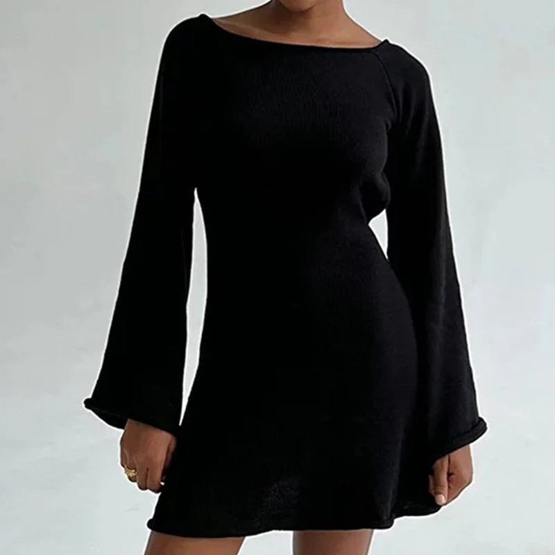 Image of Chelsea | Women's Long Sleeve Backless Mini Dress