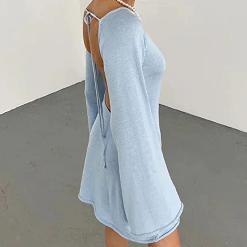 Image of Chelsea | Women's Long Sleeve Backless Mini Dress