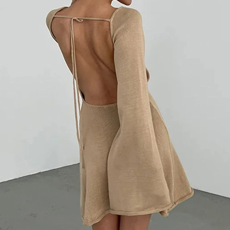 Image of Chelsea | Women's Long Sleeve Backless Mini Dress