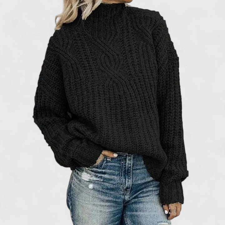 Image of Cheryl | Women's Cable Knit Long Sleeve Turtleneck Sweater