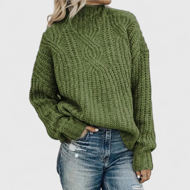 Image of Cheryl | Women's Cable Knit Long Sleeve Turtleneck Sweater