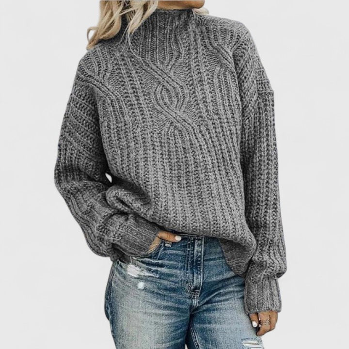 Image of Cheryl | Women's Cable Knit Long Sleeve Turtleneck Sweater