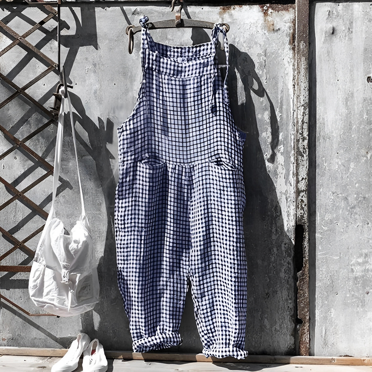 Chic and Style | White Vintage Overalls Unisex Adjustable with Pockets