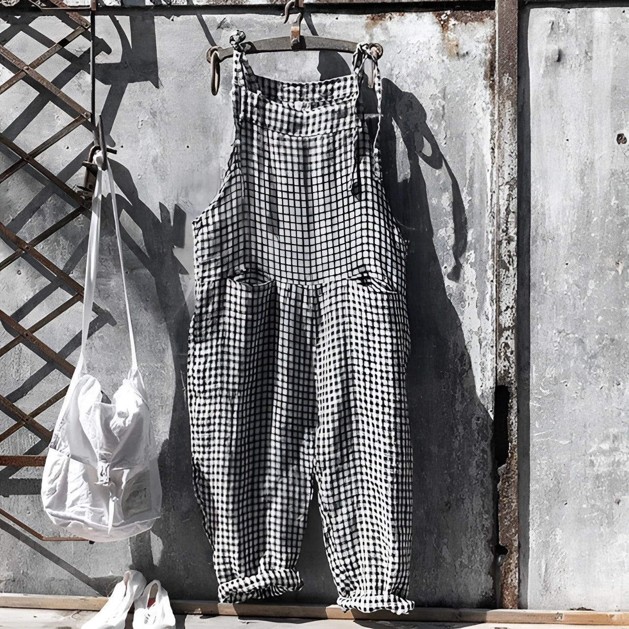 Chic and Style | White Vintage Overalls Unisex Adjustable with Pockets