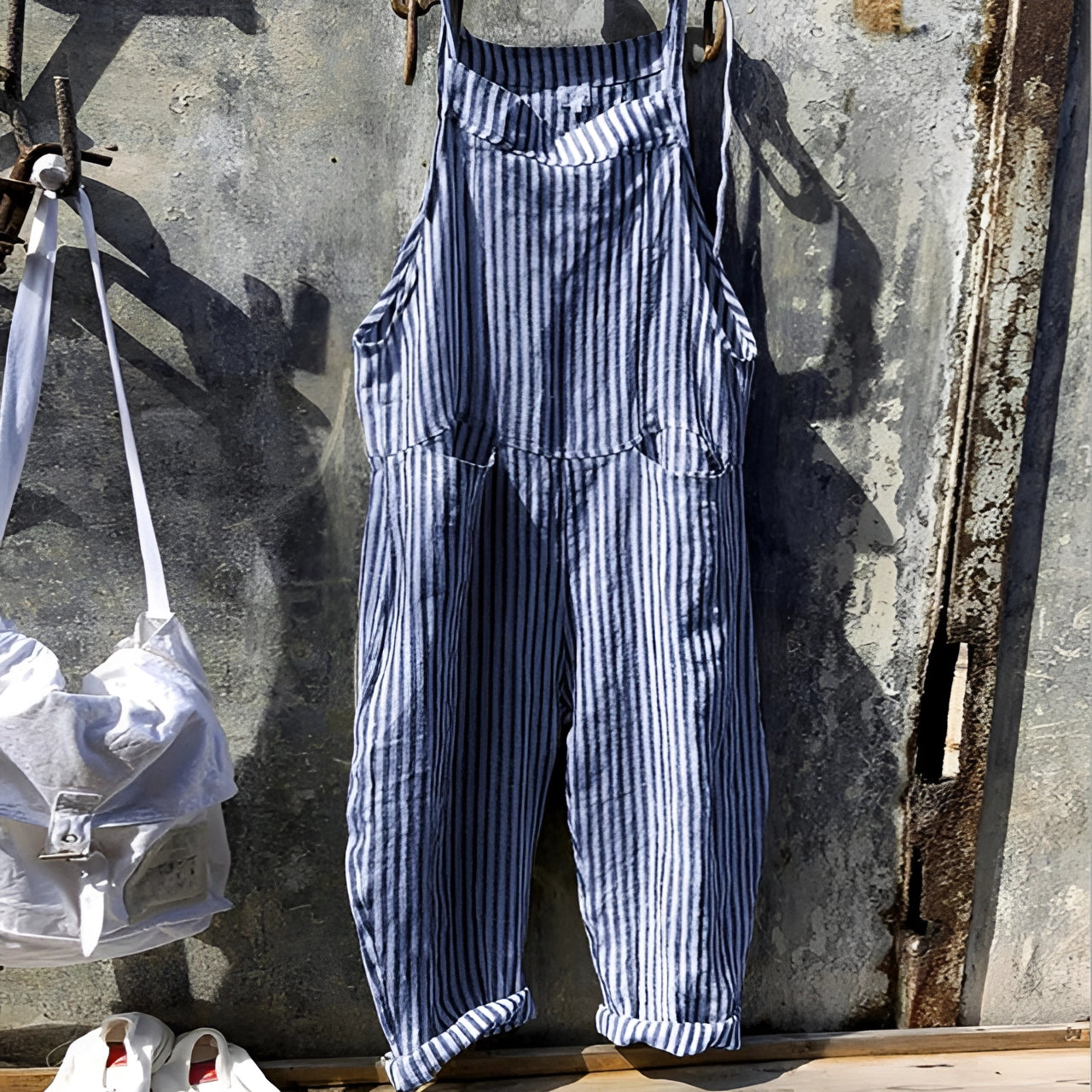 Chic and Style | White Vintage Overalls Unisex Adjustable with Pockets