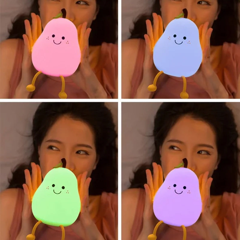 Child-Safe Pear-Shaped Night Light with Adjustable Brightness
