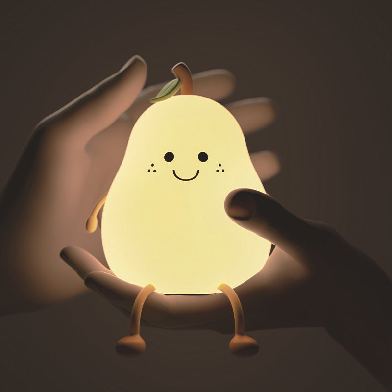 Child-Safe Pear-Shaped Night Light with Adjustable Brightness