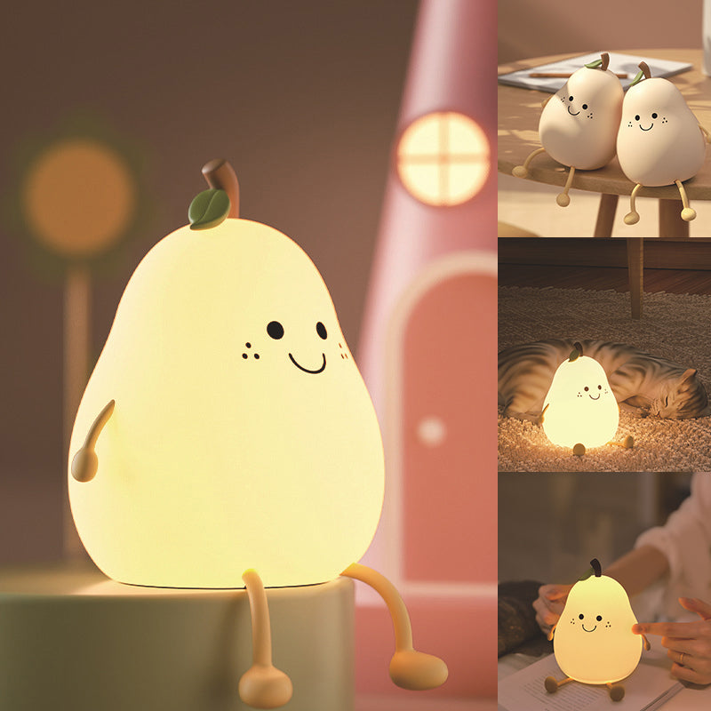 Child-Safe Pear-Shaped Night Light with Adjustable Brightness