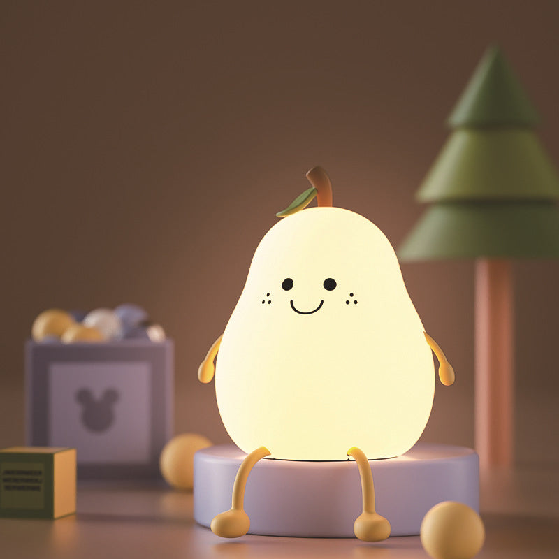 Child-Safe Pear-Shaped Night Light with Adjustable Brightness